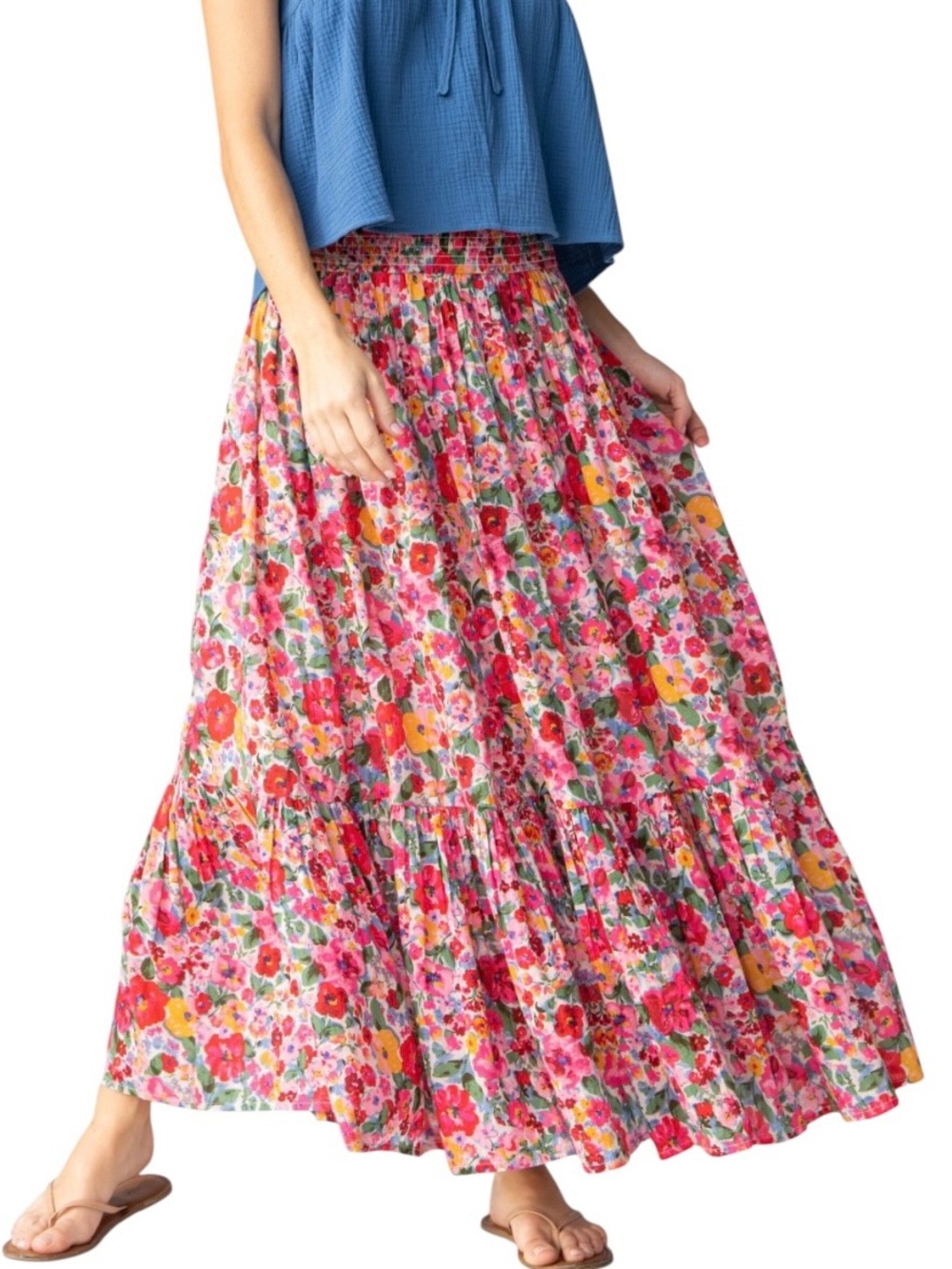 NATURAL LIFE Pink Floral Midi Dress Maxi Skirt Convertible Medium NWT Cotton - Picture 2 of 11